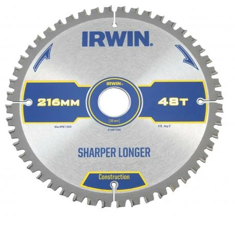 Irwin Lame De Scie Circulaire Construction Bois/PVC 1 Irwin Lame De Scie Circulaire Construction Bois/PVC
